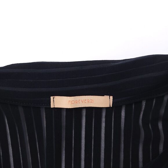 Forever 21 Y2K Top Womens Medium 3/4 Sleeve Stretch Button Sheer Sexy Vintage - Picture 3 of 8